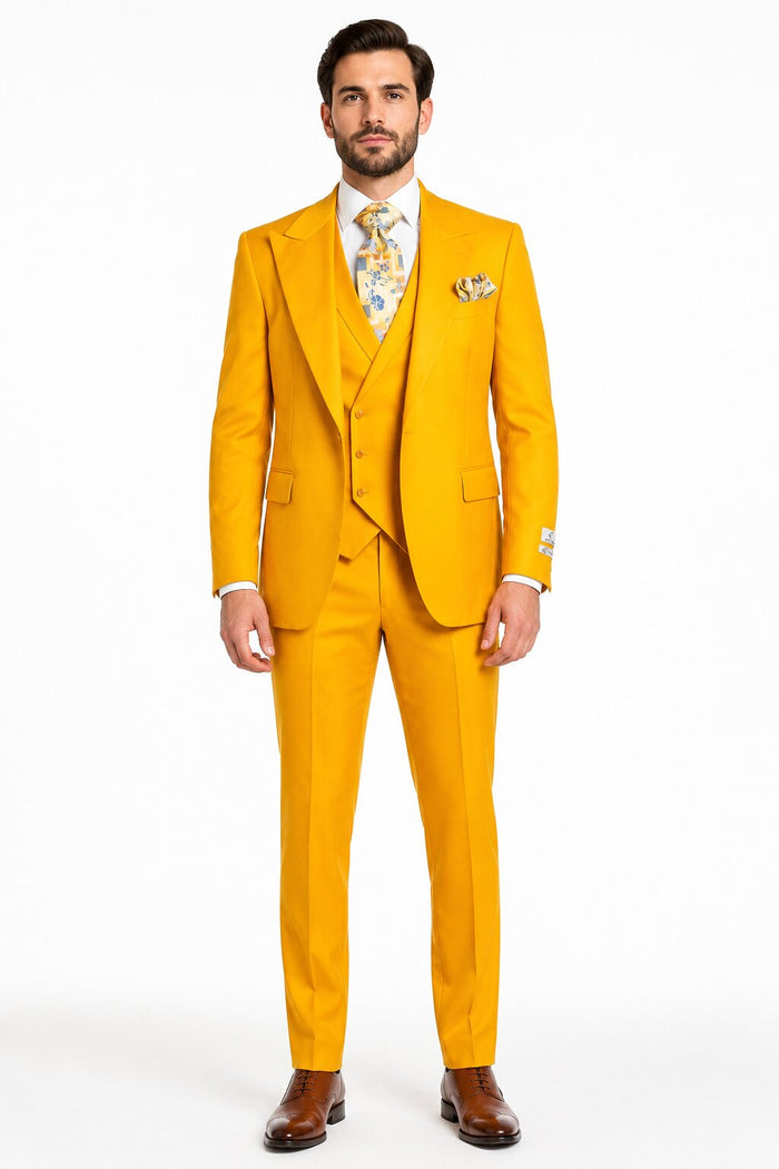Rossi Man ELI RM103 Bold Yellow 3-Piece Suit - Men’s Formalwear by USA Men's Outlet