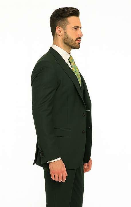 Rossi Man ELI RM117 Hunter Green 3-Piece Suit - Classic Men’s Formalwear USA Men's Outlet