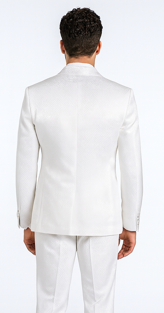 Rossi Man FORD RM1911 Men’s Slim Fit 3-Piece White Suit - Modern Formalwear for Special Occasions USA Men's Outlet