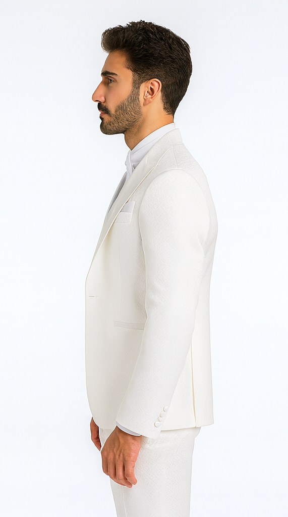 Rossi Man FORD RM1911 Men’s Slim Fit 3-Piece White Suit - Modern Formalwear for Special Occasions USA Men's Outlet