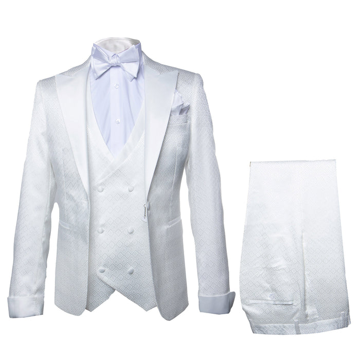 Rossi Man FORD RM1911 Men’s Slim Fit 3-Piece White Suit - Modern Formalwear for Special Occasions USA Men's Outlet