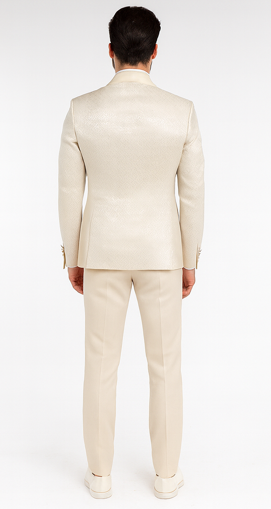 Rossi Man FORD RM1913 Slim Fit 3-Piece Off-White Suit for Men - Classic Formalwear by USA Men's Outlet