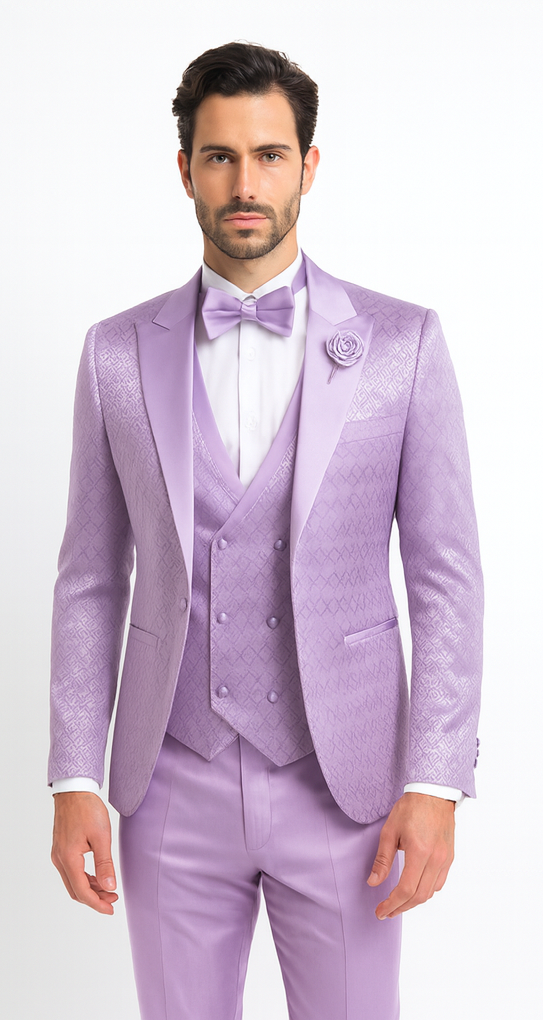 Rossi Man FORD RM1914 Men’s Slim Fit 3-Piece Purple Suit - Modern Formalwear for Events USA Men's Outlet