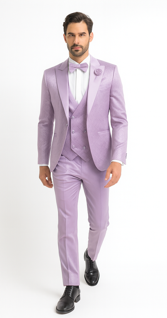 Rossi Man FORD RM1914 Men’s Slim Fit 3-Piece Purple Suit - Modern Formalwear for Events USA Men's Outlet