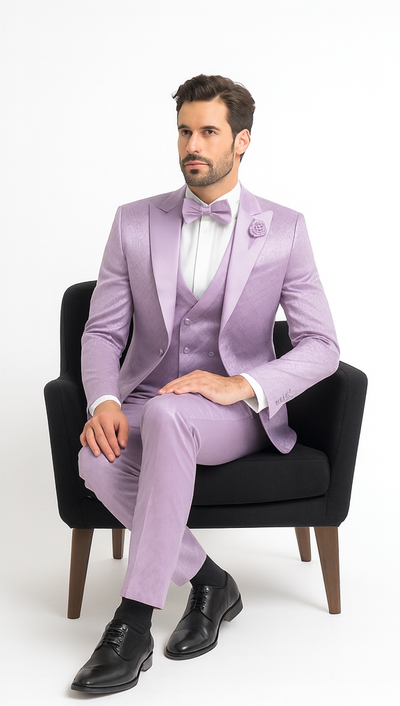 Rossi Man FORD RM1914 Men’s Slim Fit 3-Piece Purple Suit - Modern Formalwear for Events USA Men's Outlet