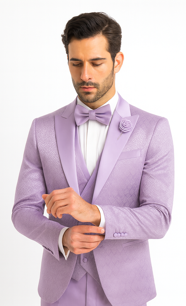 Rossi Man FORD RM1914 Men’s Slim Fit 3-Piece Purple Suit - Modern Formalwear for Events USA Men's Outlet