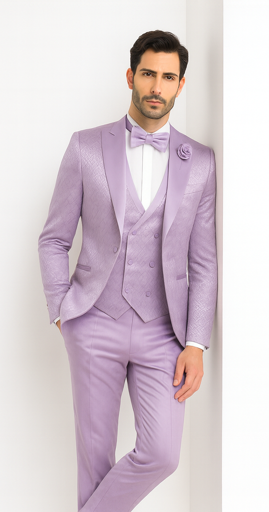 Rossi Man FORD RM1914 Men’s Slim Fit 3-Piece Purple Suit - Modern Formalwear for Events USA Men's Outlet