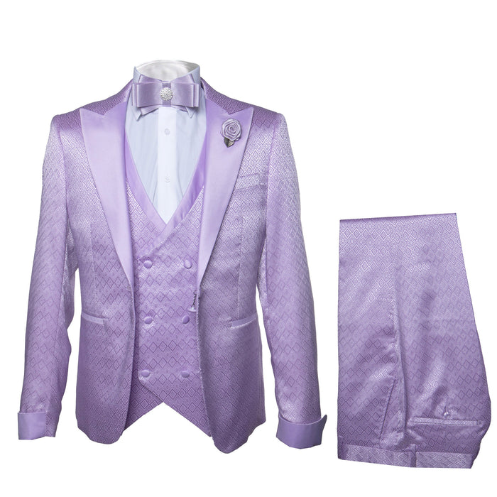 Rossi Man FORD RM1914 Men’s Slim Fit 3-Piece Purple Suit - Modern Formalwear for Events USA Men's Outlet