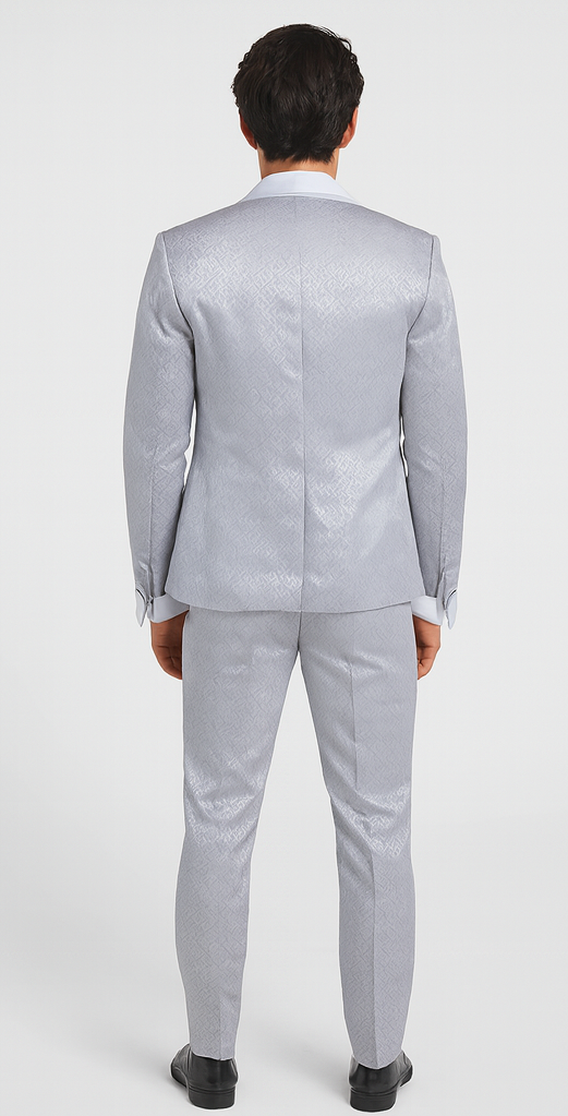 Rossi Man FORD RM1915 Men’s Slim Fit 3-Piece Silver Suit - Modern Formalwear for Events by USA Men's Outlet