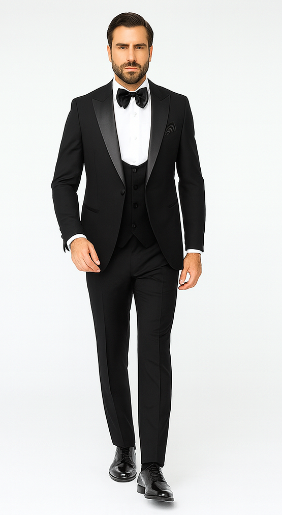 Rossi Man LEO RM1101 Classic Black Tuxedo for Men - Slim Fit Formalwear for Events USA Men's Outlet