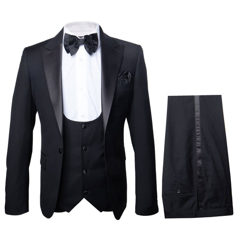 Rossi Man LEO RM1101 Classic Black Tuxedo for Men - Slim Fit Formalwear for Events USA Men's Outlet