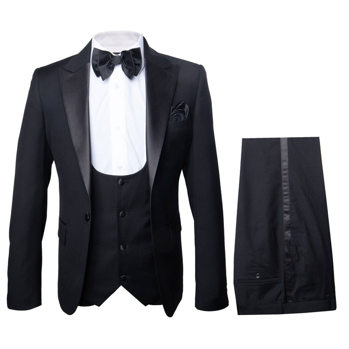 Rossi Man LEO RM1101 Classic Black Tuxedo for Men - Slim Fit Formalwear for Events USA Men's Outlet