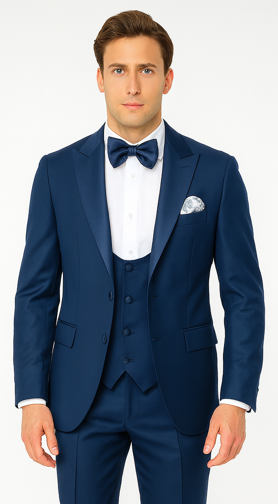 Rossi Man LEO RM1102 Modern 3-Piece Tuxedo for Men - Slim Fit Formal Suit for Special Occasions - USA Men's Outlet