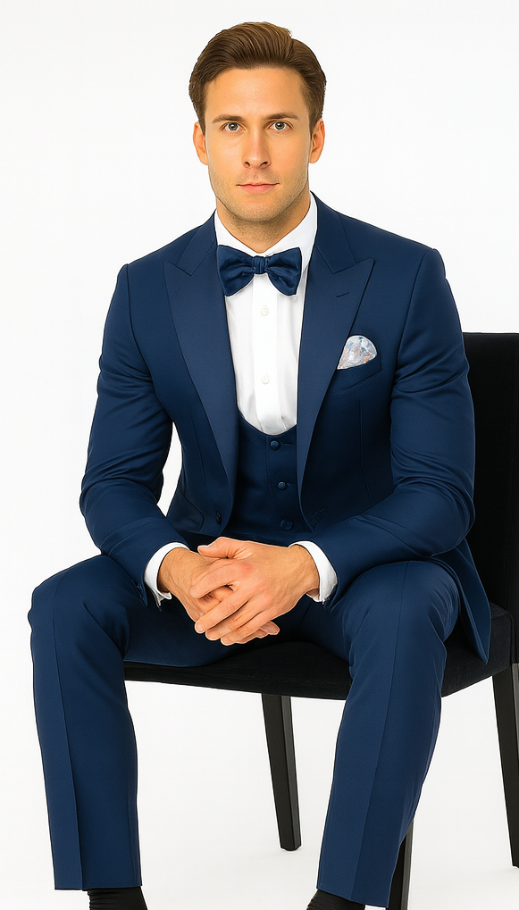 Rossi Man LEO RM1102 Modern 3-Piece Tuxedo for Men - Slim Fit Formal Suit for Special Occasions - USA Men's Outlet