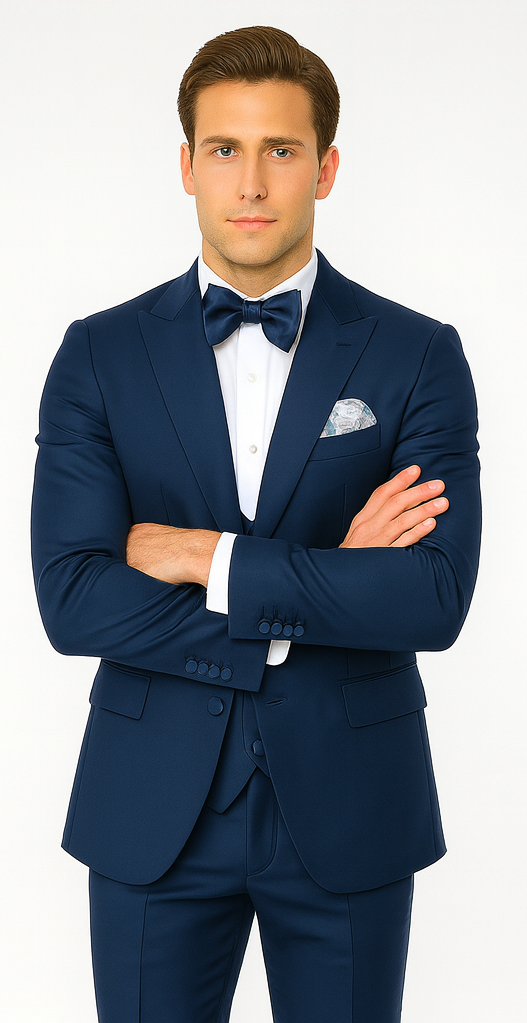 Rossi Man LEO RM1102 Modern 3-Piece Tuxedo for Men - Slim Fit Formal Suit for Special Occasions - USA Men's Outlet