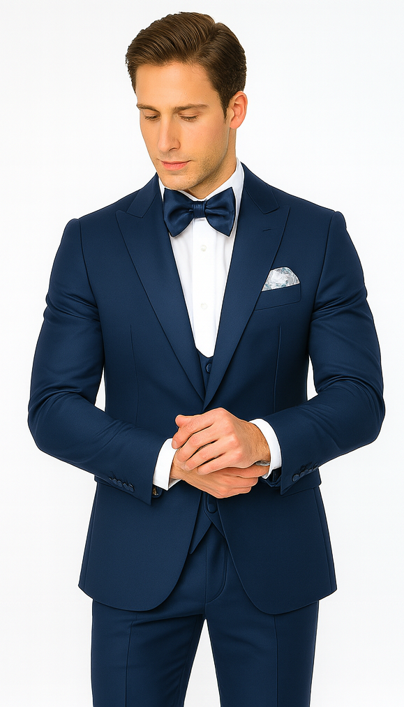 Rossi Man LEO RM1102 Modern 3-Piece Tuxedo for Men - Slim Fit Formal Suit for Special Occasions - USA Men's Outlet