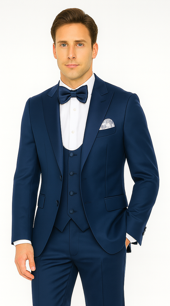Rossi Man LEO RM1102 Modern 3-Piece Tuxedo for Men - Slim Fit Formal Suit for Special Occasions - USA Men's Outlet