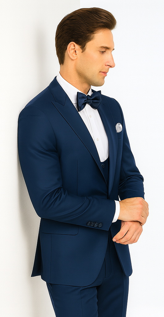 Rossi Man LEO RM1102 Modern 3-Piece Tuxedo for Men - Slim Fit Formal Suit for Special Occasions - USA Men's Outlet