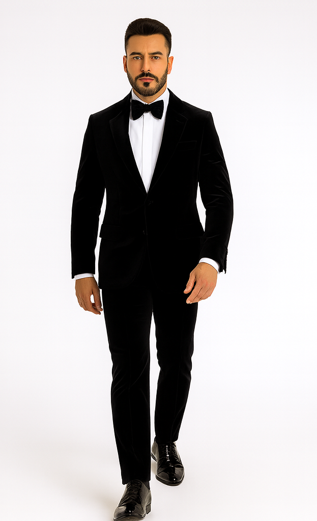 Rossi Man LEO RM1575 Black Suit - Men’s Modern Sleek Fit Formalwear by USA Men's Outlet