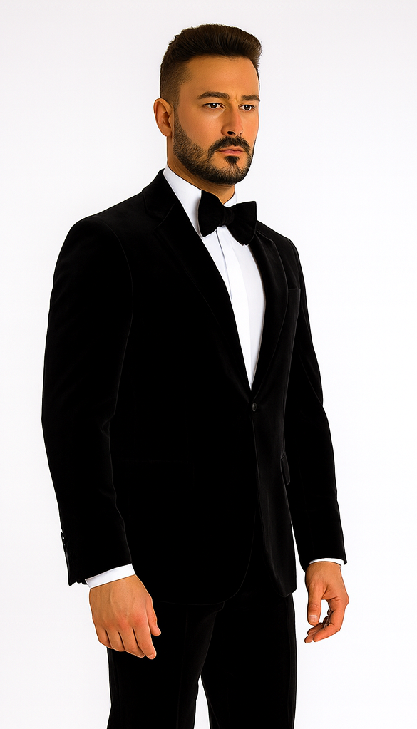 Rossi Man LEO RM1575 Black Suit - Men’s Modern Sleek Fit Formalwear by USA Men's Outlet