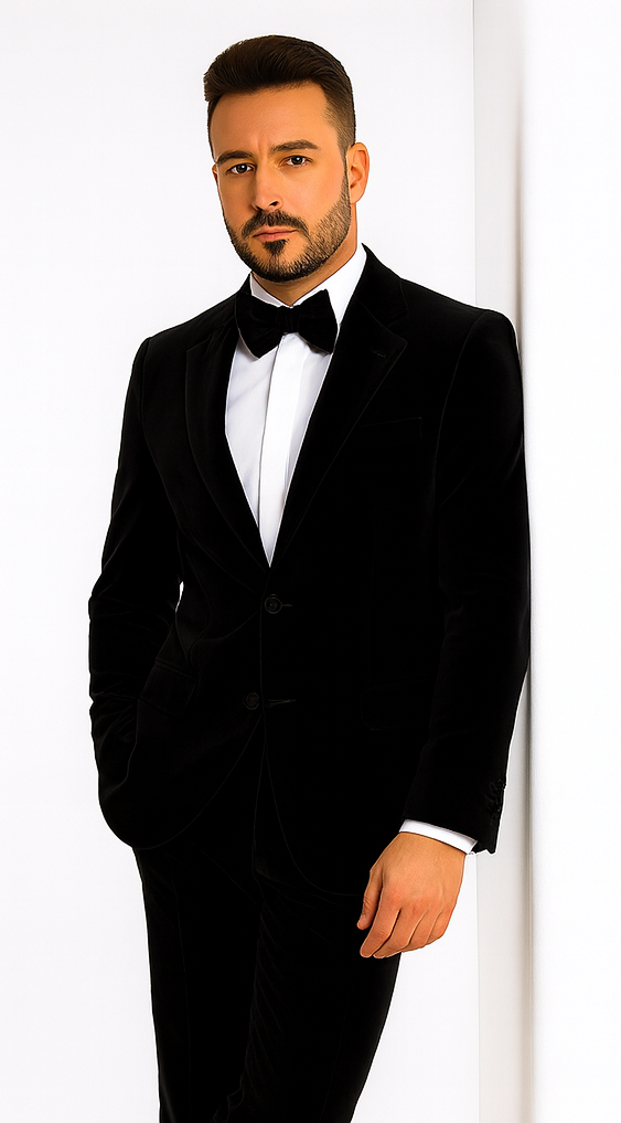 Rossi Man LEO RM1575 Black Suit - Men’s Modern Sleek Fit Formalwear by USA Men's Outlet