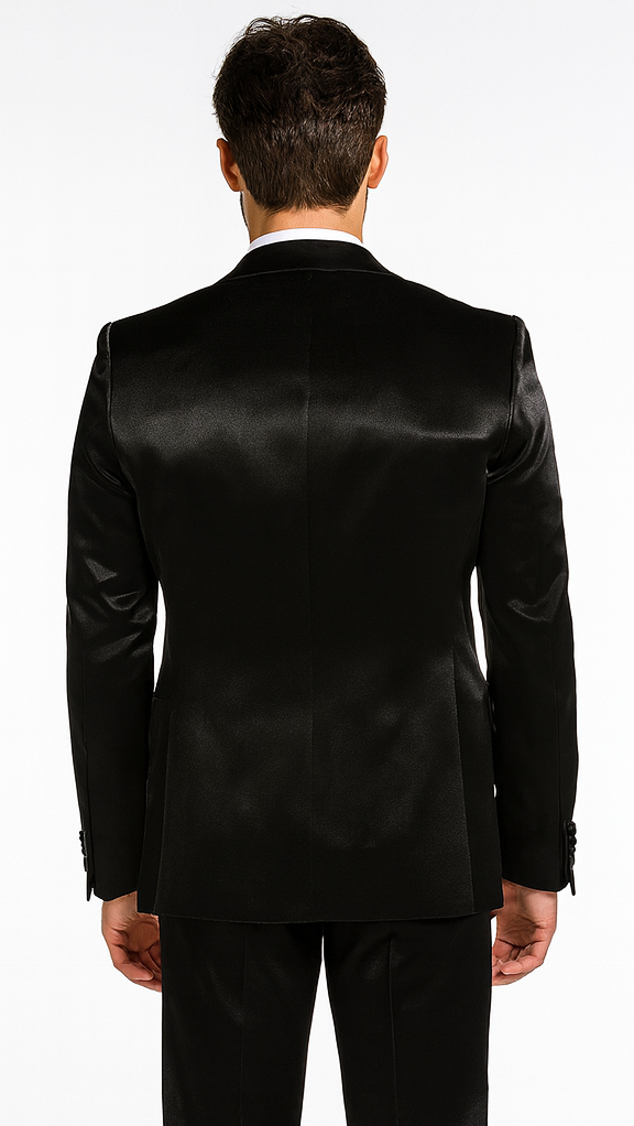 Rossi Man LEO RM1600 Men’s Slim Fit 3-Piece Black Suit - Classic Formalwear for Events - USA Men's Outlet