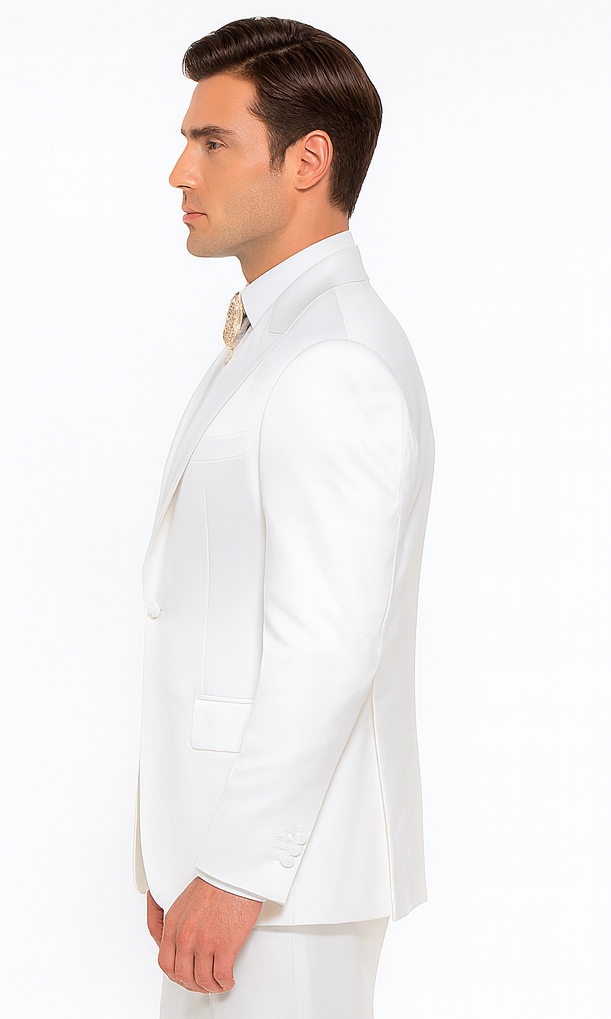 Rossi Man LEO RM1601 Men’s Slim Fit 3-Piece White Suit - Elegant Formalwear for Special Occasions | USA Men's Outlet