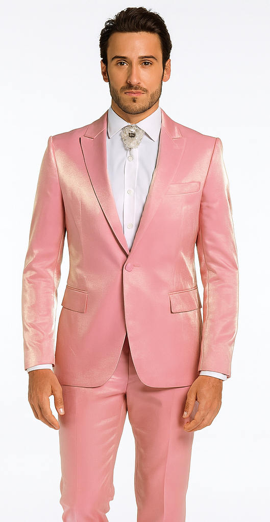 Rossi Man LEO RM1602 Men’s Slim Fit 3-Piece Pink Suit - Modern Classic Formalwear for Special Events USA Men's Outlet