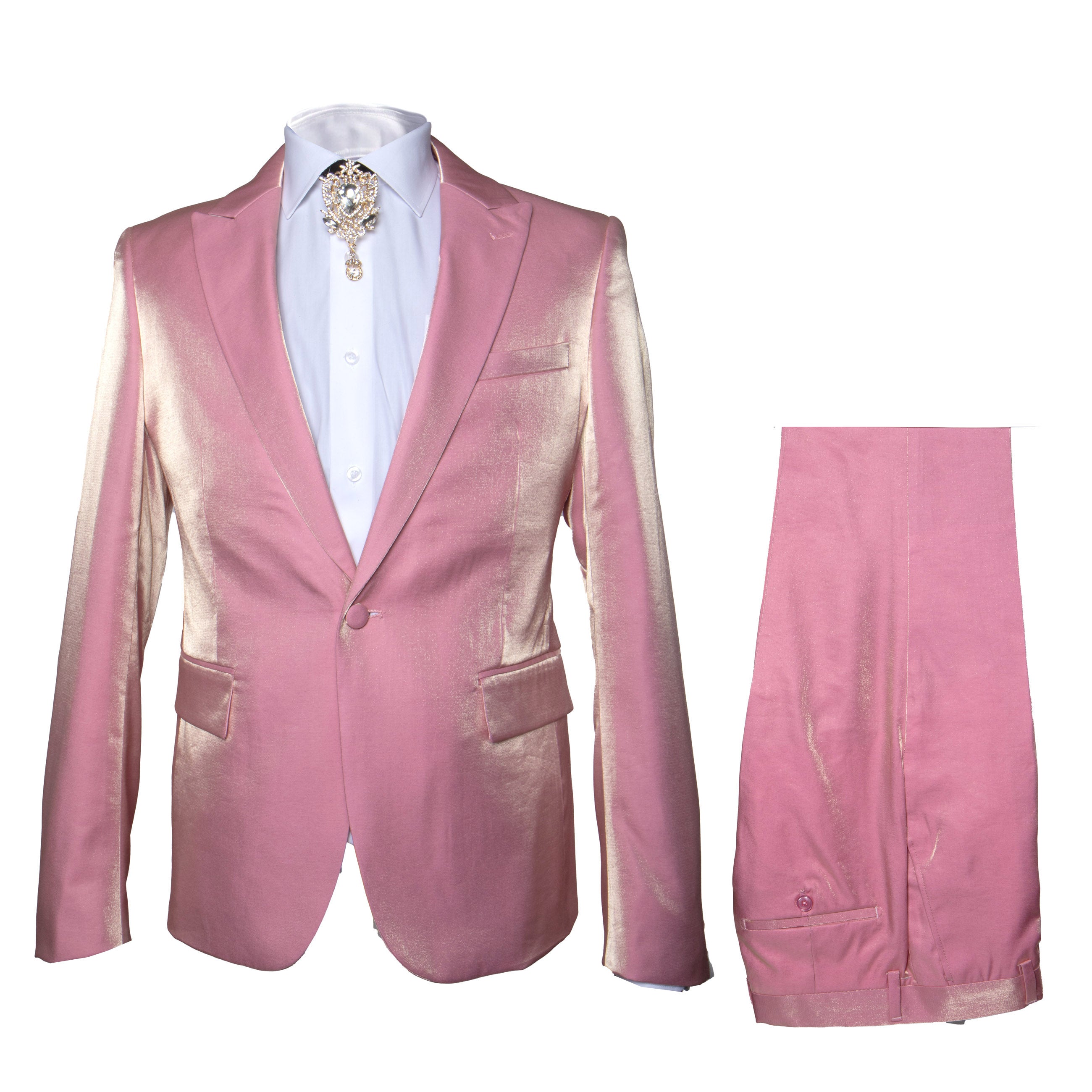 Rossi Man LEO RM1602 Men’s Slim Fit 3-Piece Pink Suit - Modern Classic Formalwear for Special Events USA Men's Outlet