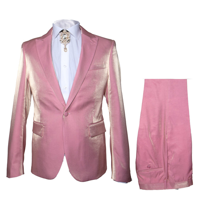 Rossi Man LEO RM1602 Men’s Slim Fit 3-Piece Pink Suit - Modern Classic Formalwear for Special Events USA Men's Outlet