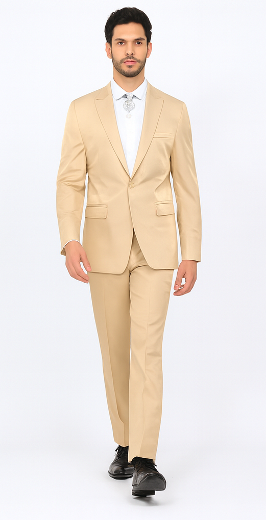 Rossi Man LEO RM1605 Men’s Slim Fit 3-Piece Gold Suit - Modern Formalwear for Special Events at USA Men's Outlet