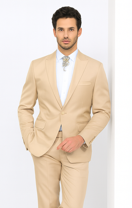 Rossi Man LEO RM1605 Men’s Slim Fit 3-Piece Gold Suit - Modern Formalwear for Special Events at USA Men's Outlet