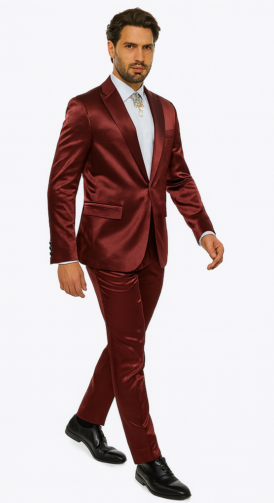 Rossi Man LEO RM1608 Men’s Slim Fit 3-Piece Dark Red Suit - Formalwear for Special Events at USA Men's Outlet