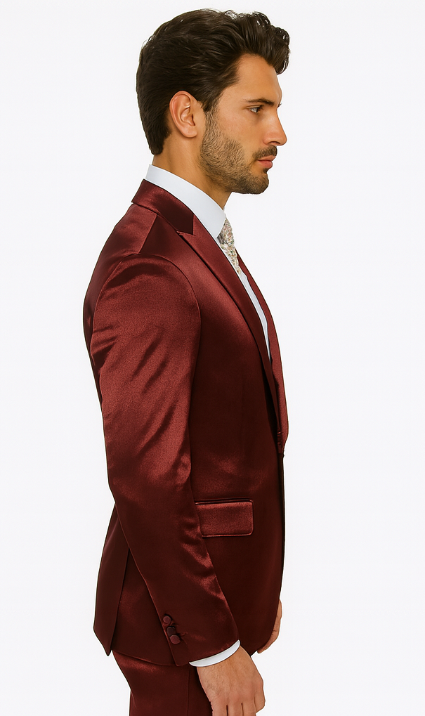 Rossi Man LEO RM1608 Men’s Slim Fit 3-Piece Dark Red Suit - Formalwear for Special Events at USA Men's Outlet