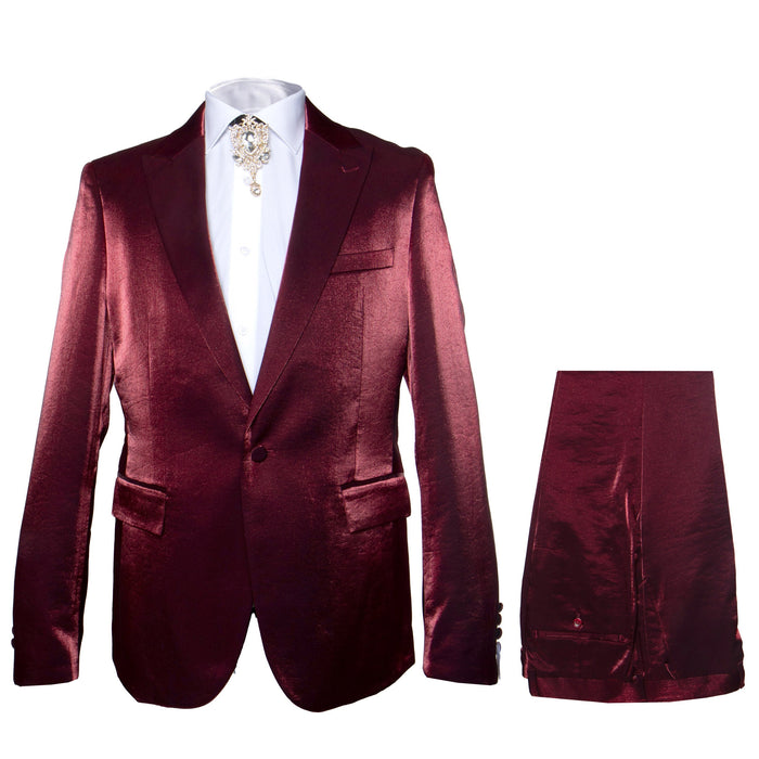Rossi Man LEO RM1608 Men’s Slim Fit 3-Piece Dark Red Suit - Formalwear for Special Events at USA Men's Outlet