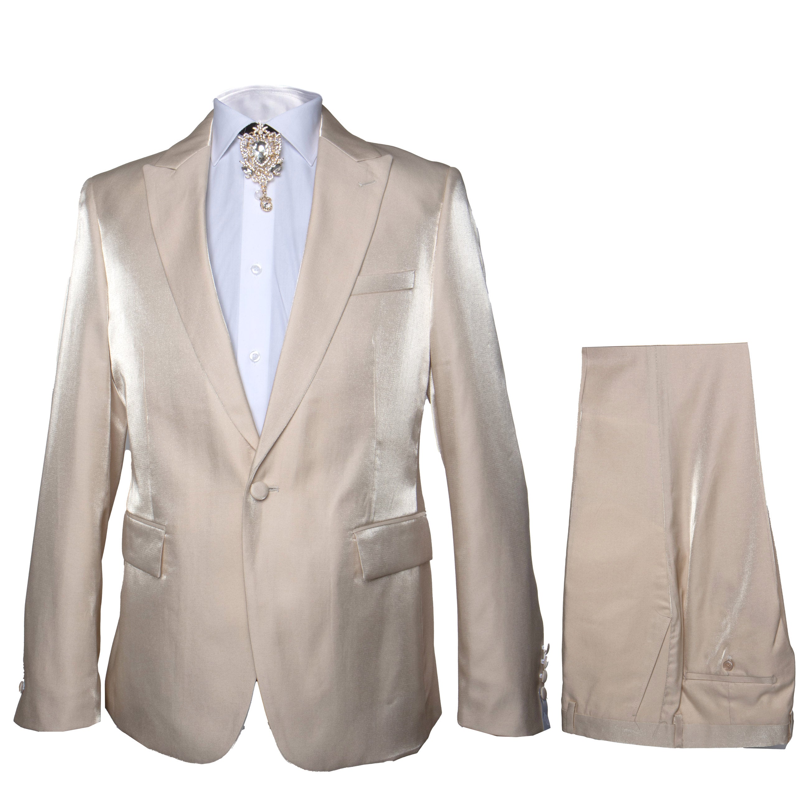 Rossi Man LEO RM1609 Men’s Slim Fit 3-Piece Cream Suit - Formalwear for Special Occasions | USA Men's Outlet