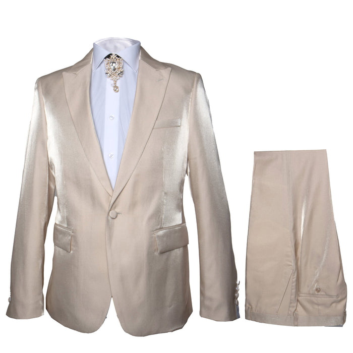 Rossi Man LEO RM1609 Men’s Slim Fit 3-Piece Cream Suit - Formalwear for Special Occasions | USA Men's Outlet