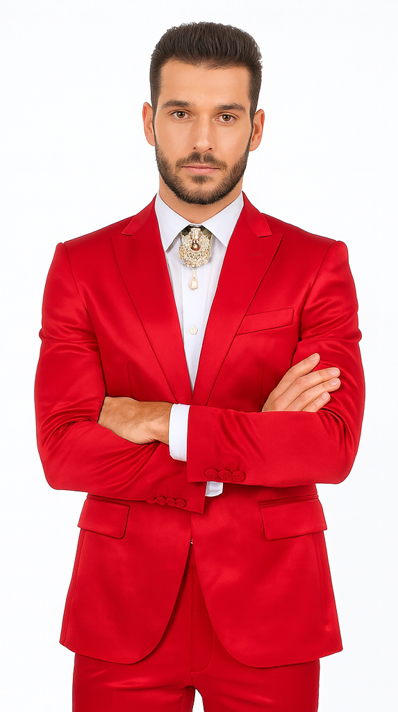 Rossi Man LEO RM1621 Men’s Slim Fit 3-Piece Red Designer Suit - Formalwear for Special Events USA Men's Outlet