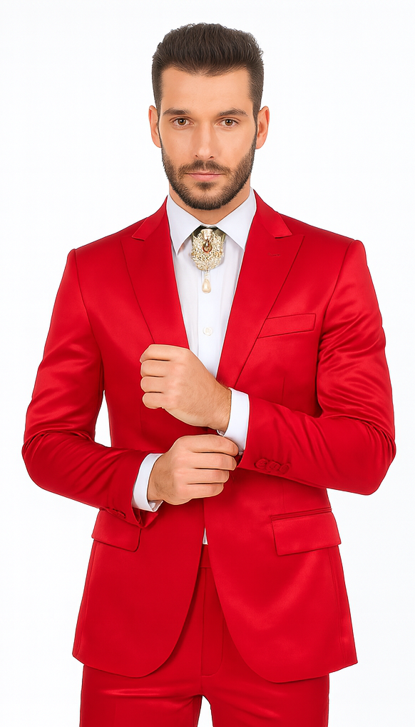 Rossi Man LEO RM1621 Men’s Slim Fit 3-Piece Red Designer Suit - Formalwear for Special Events USA Men's Outlet