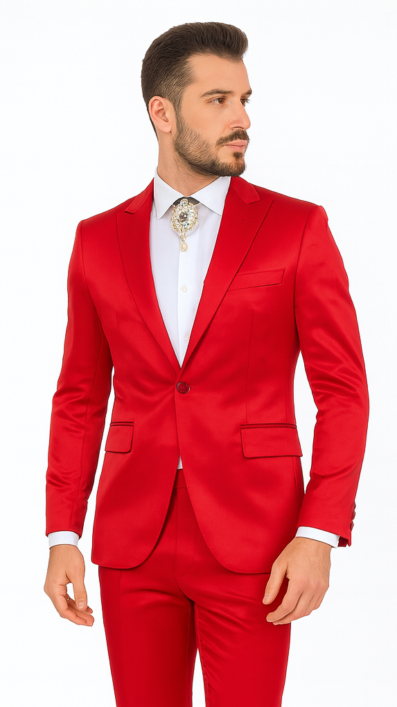 Rossi Man LEO RM1621 Men’s Slim Fit 3-Piece Red Designer Suit - Formalwear for Special Events USA Men's Outlet