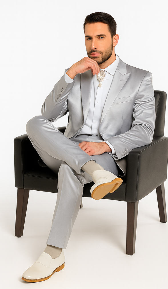 Rossi Man LEO RM1622 Men’s Slim Fit 3-Piece Off-White Designer Suit - Formalwear for Special Occasions | USA Men's Outlet