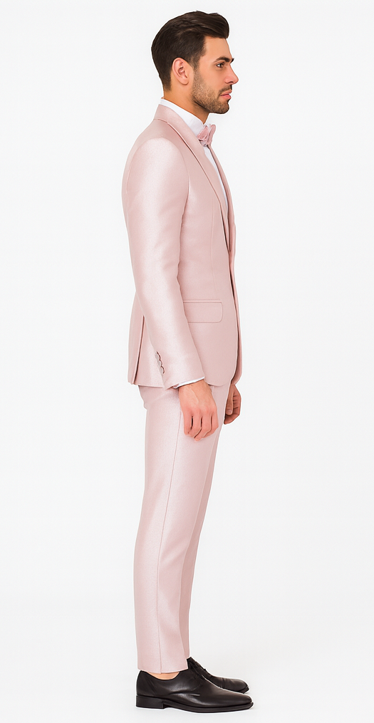 Rossi Man LEO RM1641 Men’s Slim Fit 3-Piece Pink Shimmer Suit - Formalwear for Special Events USA Men's Outlet