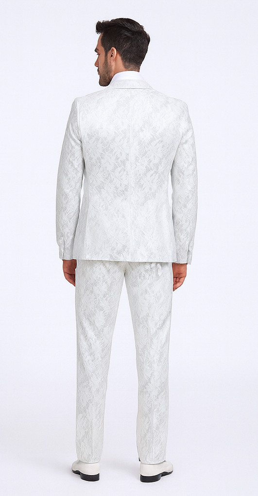 Rossi Man LEO RM1902 Men’s White Designer Tuxedo - Slim Fit Formalwear for Events USA Men's Outlet