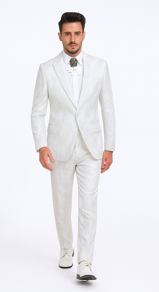 Rossi Man LEO RM1902 Men’s White Designer Tuxedo - Slim Fit Formalwear for Events USA Men's Outlet