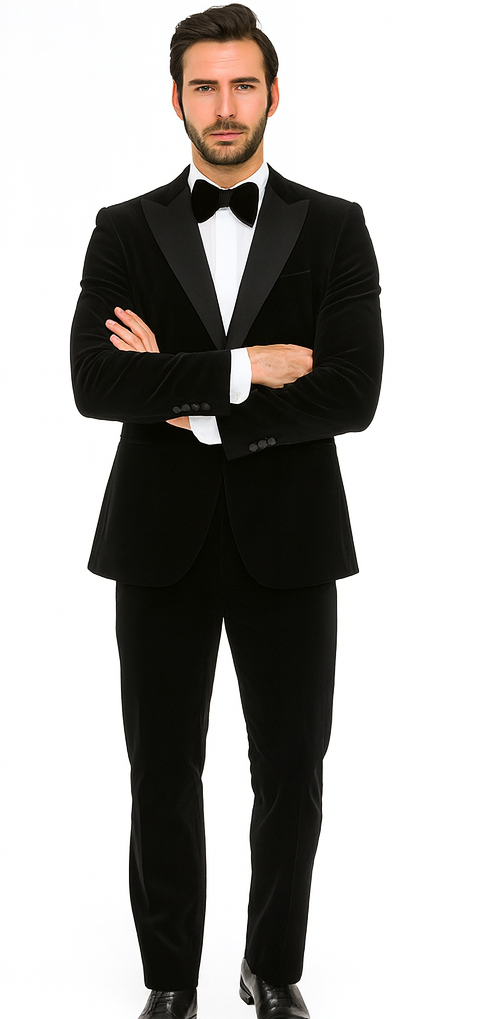 Rossi Man LEO RM1905 Men’s Slim Fit 3-Piece Black Designer Suit - Formalwear for Special Events at USA Men's Outlet