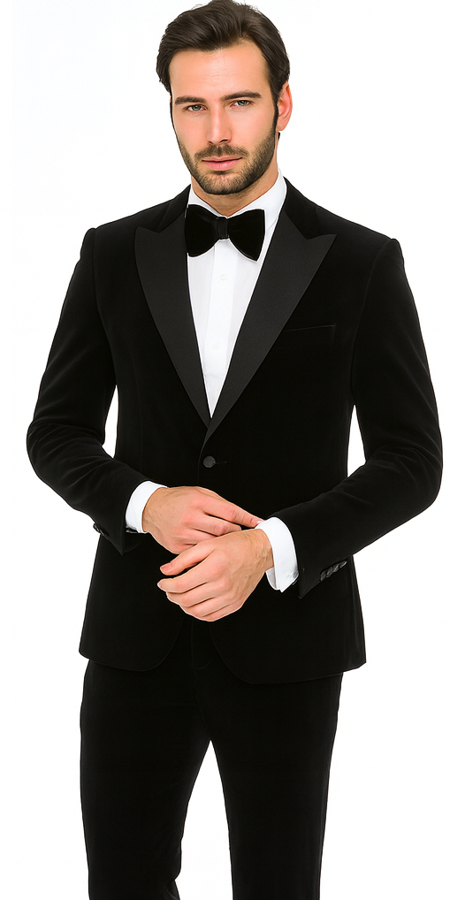 Rossi Man LEO RM1905 Men’s Slim Fit 3-Piece Black Designer Suit - Formalwear for Special Events at USA Men's Outlet