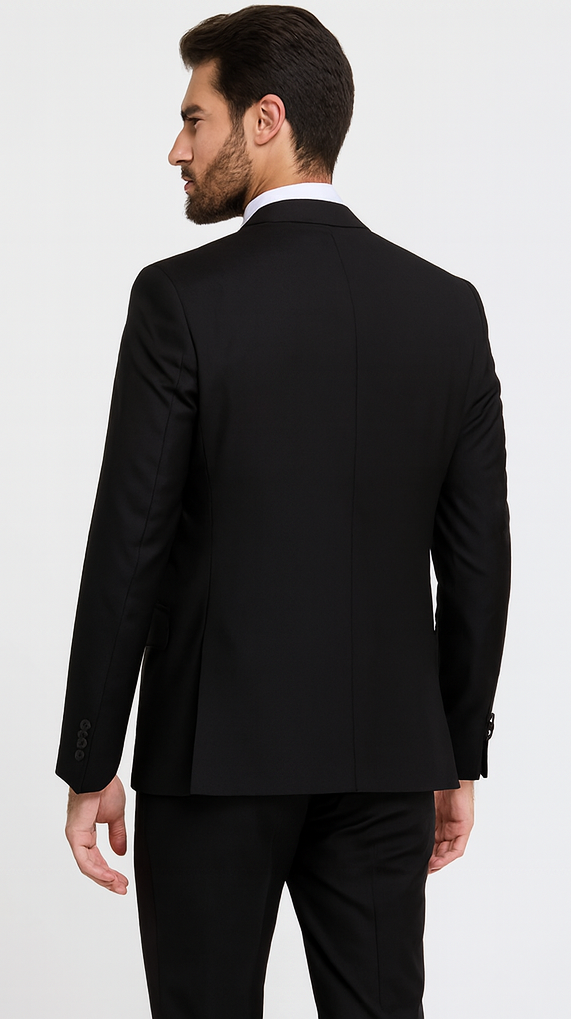 Rossi Man MAX RM1101 Black Slim Fit 3-Piece Suit - Men’s Modern Formalwear at USA Men's Outlet