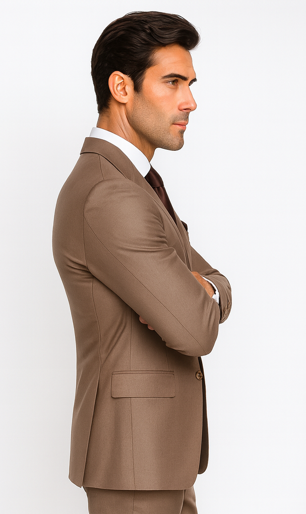 Rossi Man MAX RM1172 Mocha Slim Fit 3-Piece Suit - Men’s Formalwear by USA Men's Outlet