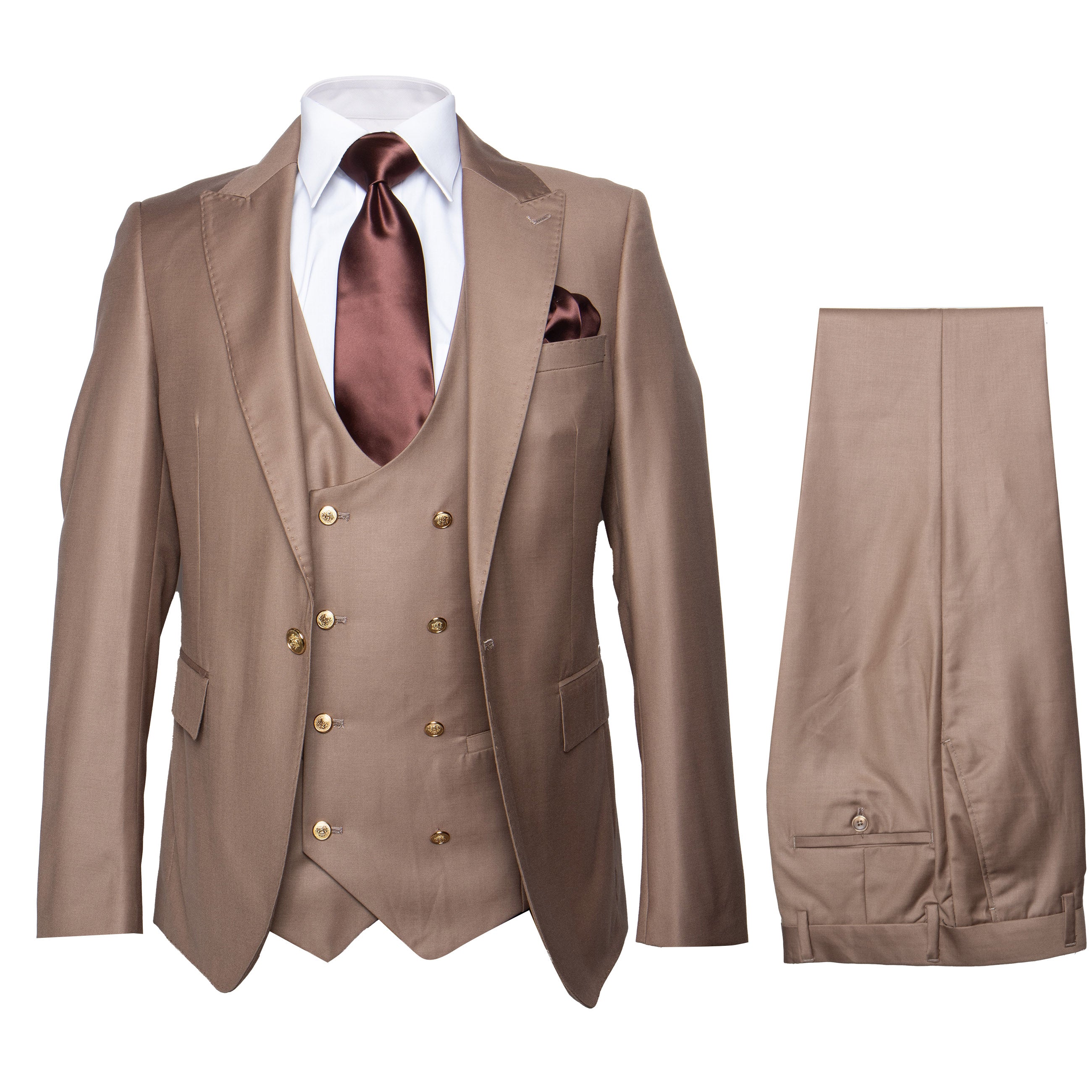 Rossi Man MAX RM1172 Mocha Slim Fit 3-Piece Suit - Men’s Formalwear by USA Men's Outlet