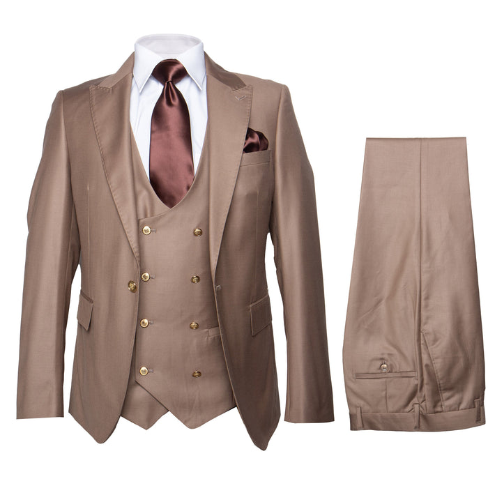 Rossi Man MAX RM1172 Mocha Slim Fit 3-Piece Suit - Men’s Formalwear by USA Men's Outlet